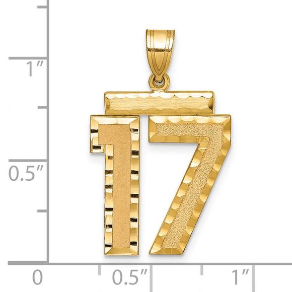 14k Yellow Gold, Varsity Collection, Large D/C Pendant Number 17 - Picture 2 of 3